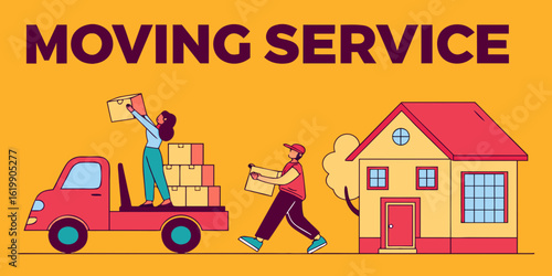Moving service transporting packages near house