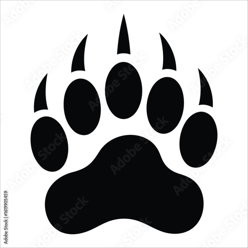 Wallpaper Mural Black silhouette of a paw print featuring four oval toe pads and a larger central pad.  Torontodigital.ca