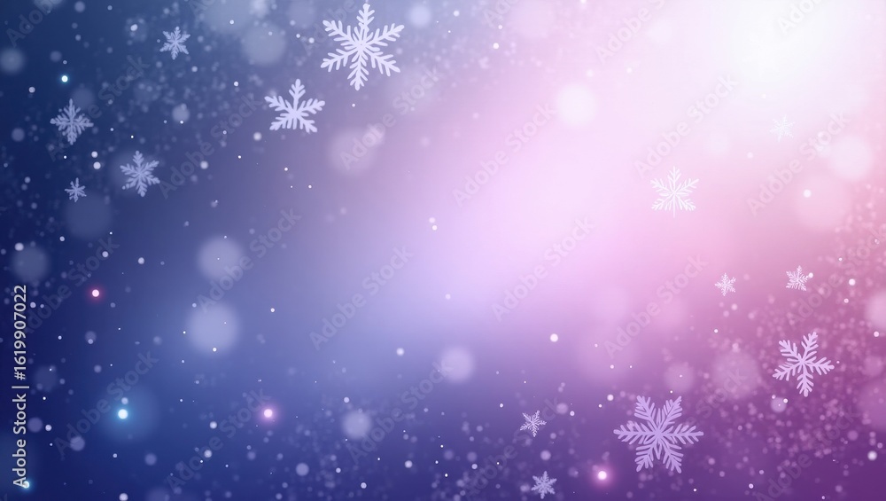 Soft Gradient Sky with Sparkling Stars and Floating Snowflakes Soft Gradient Sky with Sparkling Stars and Floating Snowflakes