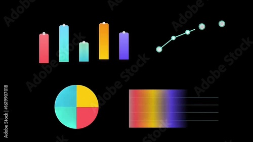 Animated Data Visualization Elements Dashboard Charts Graphs Statistics Business Analytics
