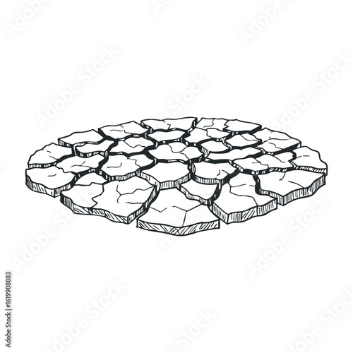Cracked earth illustration depicting dry soil and environmental issues. Vector illustration