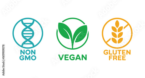 Non-GMO, Vegan, and Gluten-Free Product Labels: Dietary and Lifestyle Icons