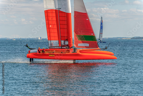 Εκτύπωση καμβά Aarhus, Denmark – August 19, 2021: Sailgp racing in the harbor of Aarhus in Denm
