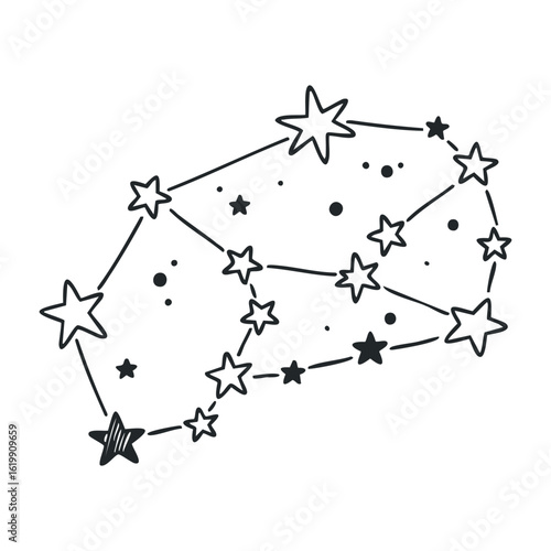 Celestial constellation sketch of stars in night sky theme. Vector illustration