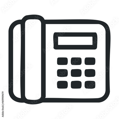 Vintage office telephone with keypad and display icon illustration. Vector illustration