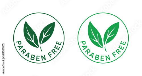 Paraben-Free Product Label: Natural and Organic Leaf Icons
