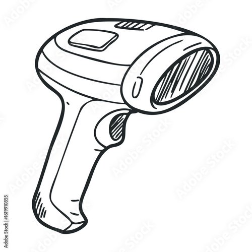 Hair removal device sketch with simple handheld design in black and white. Vector illustration