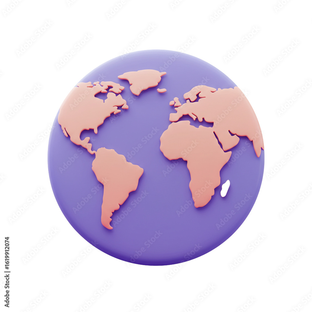 Fototapeta premium A creative three-dimensional model of planet Earth with a simplified world map.