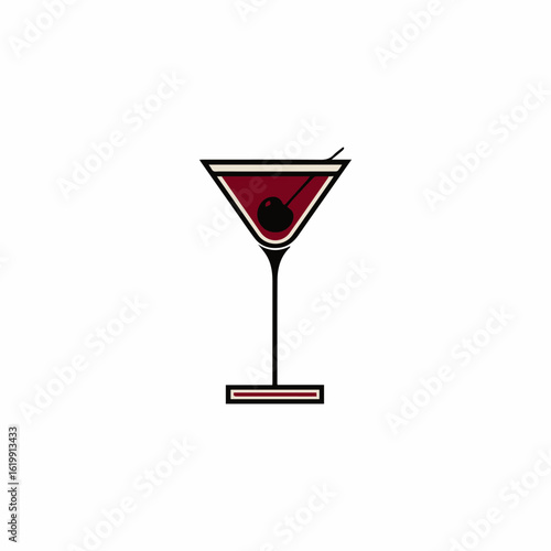 Elegant cocktail glass filled with deep red liquid and cherry garnish, showcasing sophistication