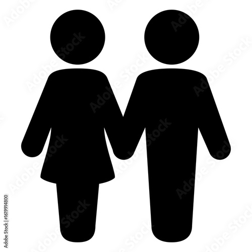 Día de san Valentín. Pareja tomados de la mano. Icono hombre y mujer de la mano