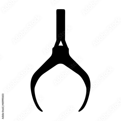 Black silhouette of an obstetric forceps tool on white background