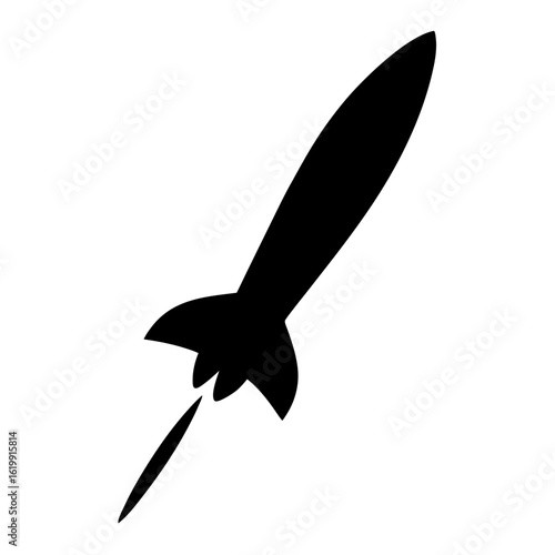 Silhouette of a Rocket Launching into Space with a Trail of Fire