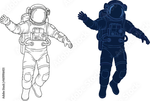Astronaut floating weightlessly exploring the cosmos in a futuristic suit