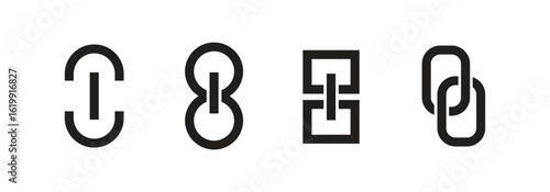 Set of chain link icons in various styles, great for interface, connection, and media use.