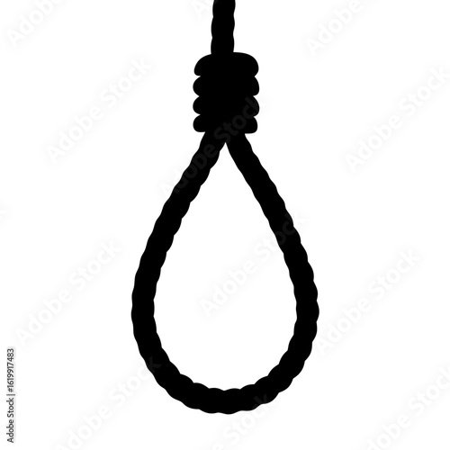 Silhouette of a hanging noose rope ready to be used for execution