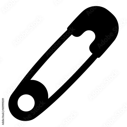 Isolated black and white safety pin vector illustration on a white background