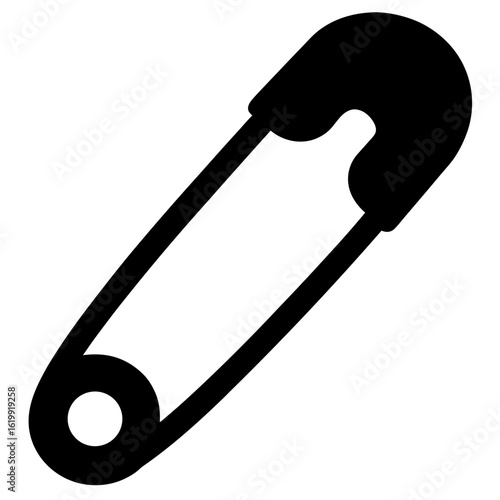 A simple black safety pin illustration with a clean white background for use