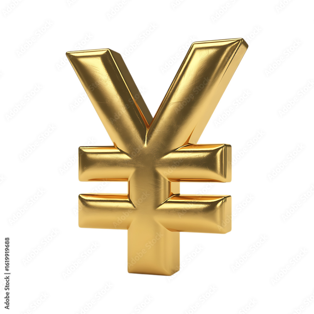Obraz premium 3D Render of a Shiny Gold Yen Currency Symbol. Represents finance, wealth, and Japanese economy.