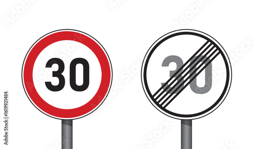 traffic signs set speed limit 30 isolated vector illustration