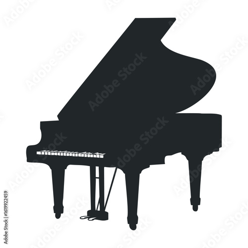 Black grand piano silhouette. Vector illustration