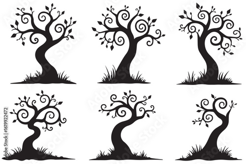 Whimsical Swirly Trees Collection