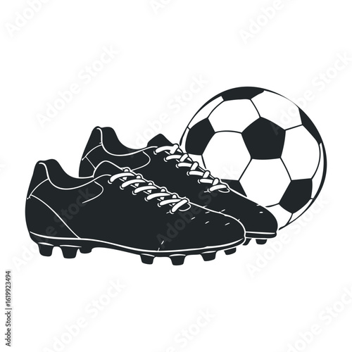 Soccer cleats and ball: essential gear for every football enthusiast. Vector illustration