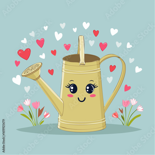 Cute watering can illustration