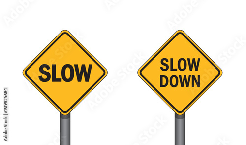 slow down traffic sign isolated vector illustration