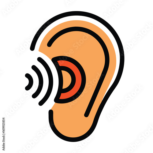 Human Ear Icon Hearing Sound Waves Audio Listening Perception