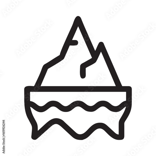 Iceberg floating on water line icon