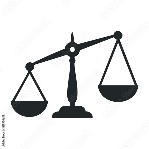 Balanced scales of justice symbolizing law and fairness. Vector illustration