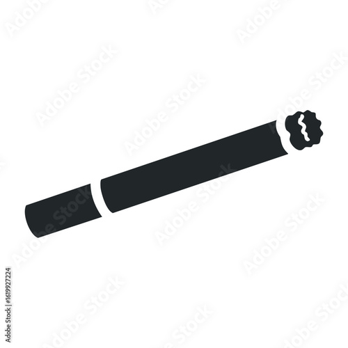 Black and white cigarette icon illustrating smoking and tobacco concepts. Vector illustration