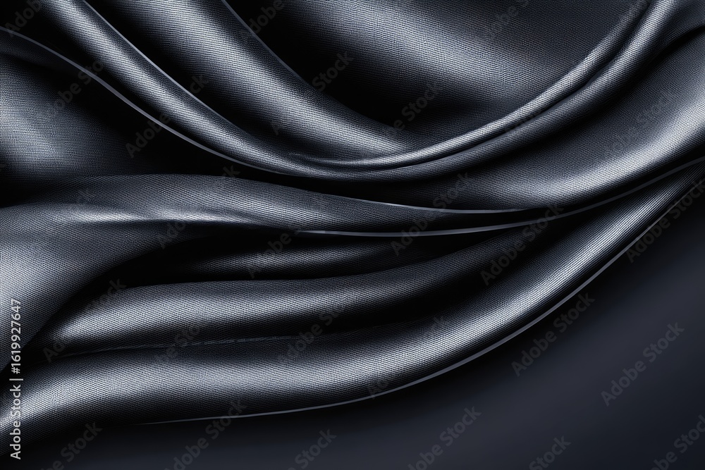 Fototapeta premium Draped dark gray silk fabric