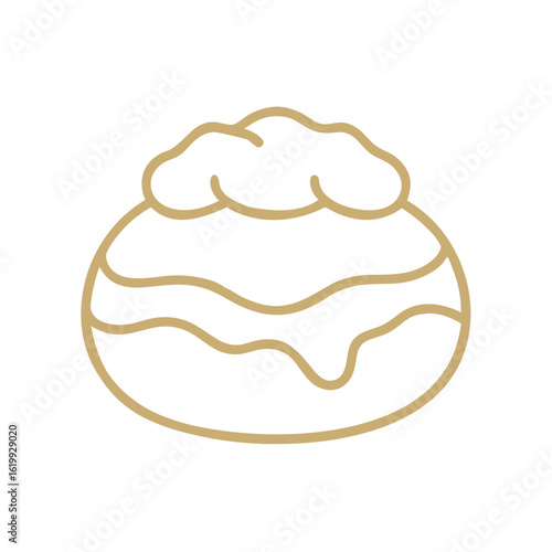 Icon of cream puff dessert in simple line art design  
