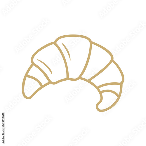 Icon croissant in minimalist style with golden outline  