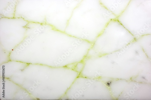 White marble with lime green veins and cracks