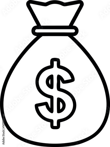  Money bag line art icon vector