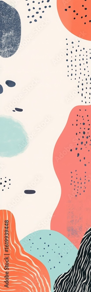 Fototapeta premium Whimsical shapes and gentle color tones create a lively abstract composition for modern design