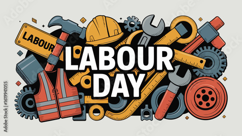  clean sketch EPS, industrial tools pack, national labor icons, 