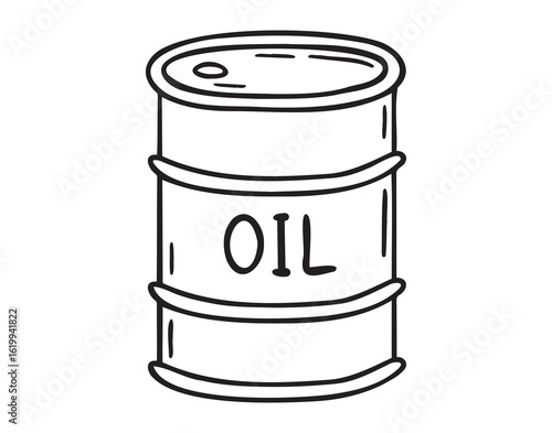 oil barrel doodle hand drawn icon. Outline drawing oil barrel line clipart symbol