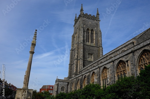 Church of St Peter and Paul in Cromer with war memorial in landscape format