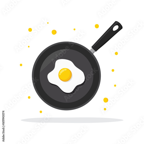 Vector Illustration of a Sunny Side Up Egg on a Frying Pan - AI Generated