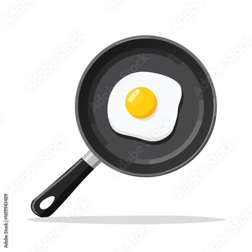 Realistic Illustration of a Fried Egg in a Non-stick Pan - AI Generated