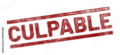 Red rubber stamp with Spanish text ‘Culpable’ (Guilty) isolated on transparent background
