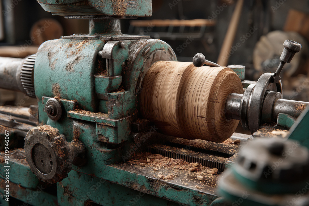 The old lathe machine at factory The old lathe machine at factory
