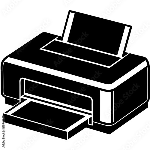 Black and White Printer Icon.