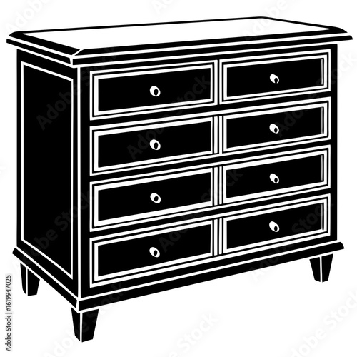 Black and White Silhouette of a Dresser.