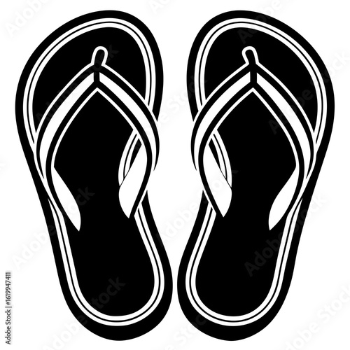 Black and White Stylized Flip Flops.