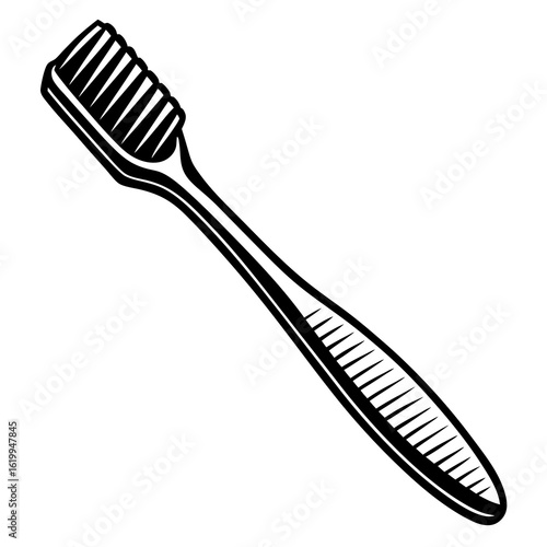 Black and White Toothbrush Illustration.