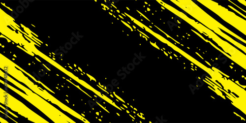 yellow black brush wrap car sticker pattern abstract banner sporty lines black yellow color combination grunge brush pattern racing motorsport design, vector illustration.